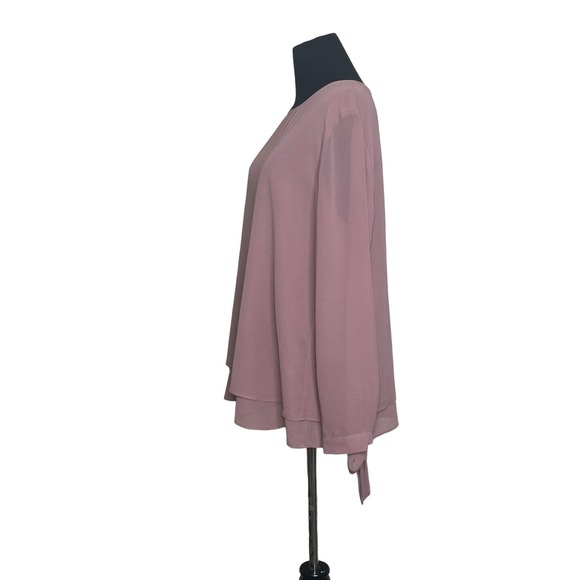 Anne Klein rusty pink long sleeves layered blouse size M - Picture 10 of 11